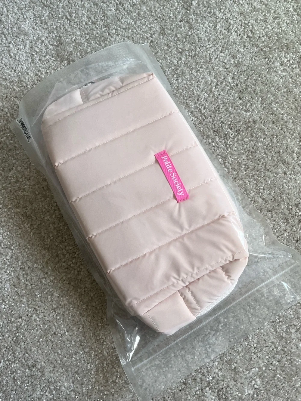 Polite Society Pink Quilted Makeup Bag with Lip Plumper and Setting Powder NWT